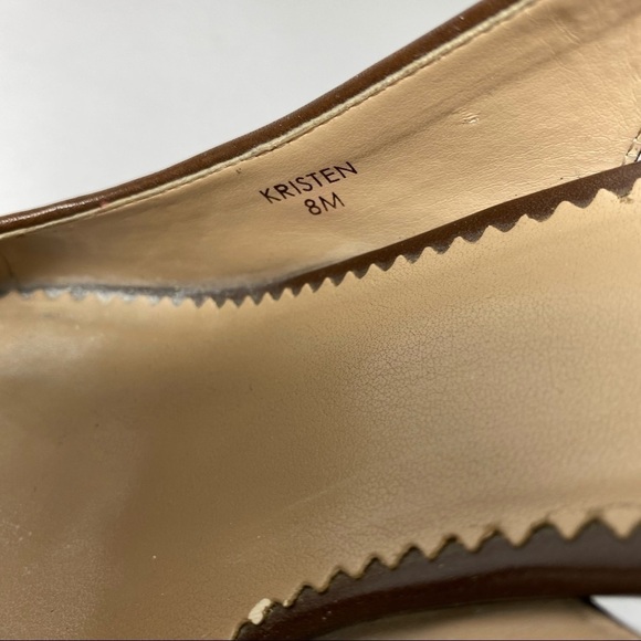 TAHARI Red Parent / Leather Sling Back Size 8M Women's Shoes With Brown Toe Cap - Picture 3 of 15